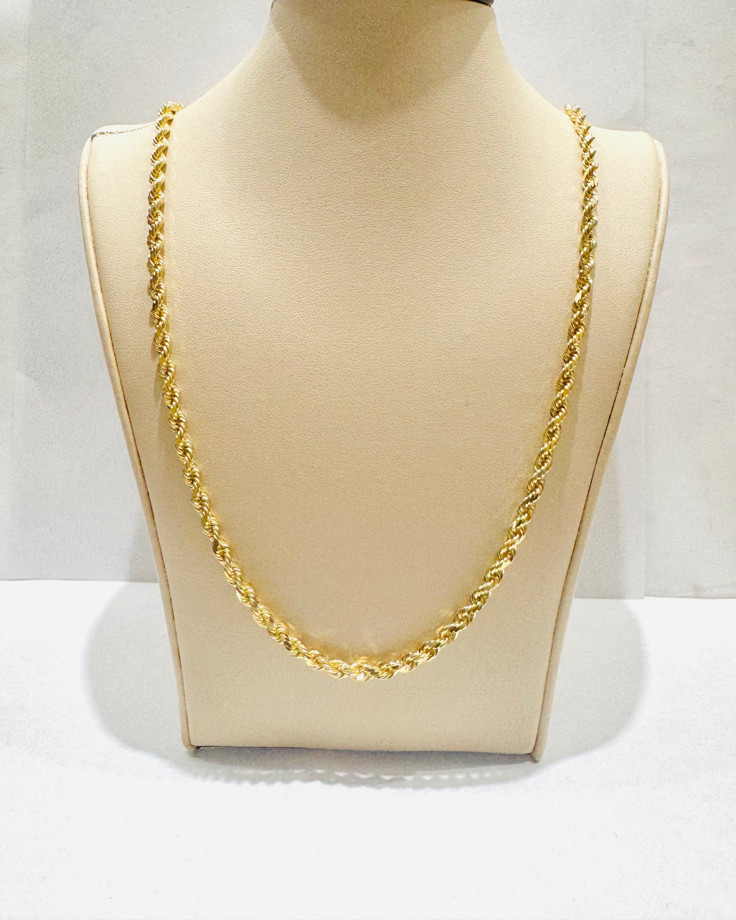 10K GOLD SOLID ROPE NECKLACE 24”, WEIGHT: 27.3gm, WIDTH: 3.2mm