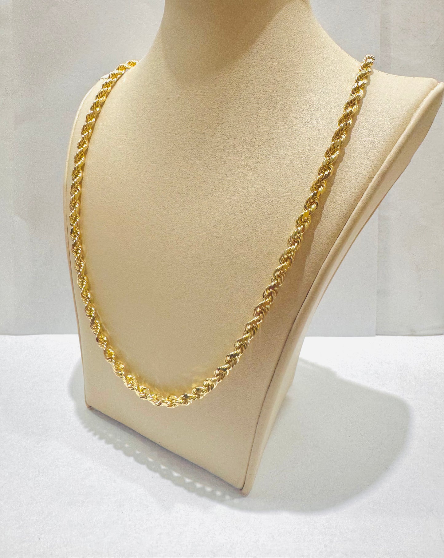 10K GOLD SOLID ROPE NECKLACE 22”, WEIGHT: 36.4gm, WIDTH: 4.3mm