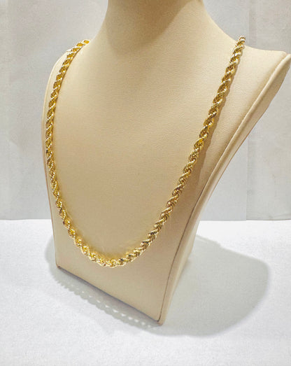 10K GOLD SOLID ROPE NECKLACE 22”, WEIGHT: 36.4gm, WIDTH: 4.3mm