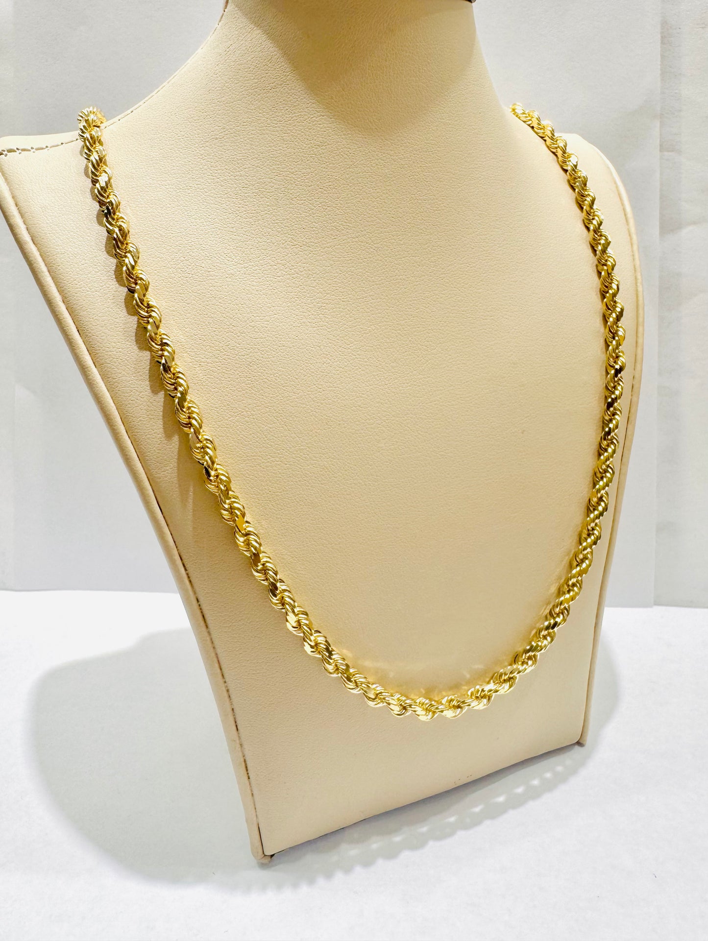 10K GOLD SOLID ROPE NECKLACE 22”, WEIGHT: 36.4gm, WIDTH: 4.3mm