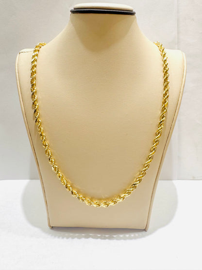 10K GOLD SOLID ROPE NECKLACE 22”, WEIGHT: 36.4gm, WIDTH: 4.3mm