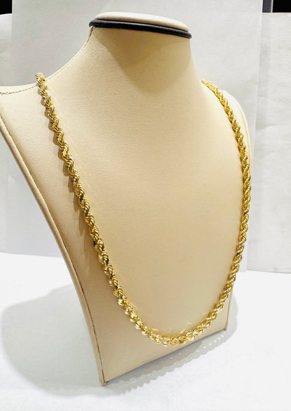 10K GOLD SOLID ROPE NECKLACE 26”, WEIGHT: 42.8gm, WIDTH: 4.5mm