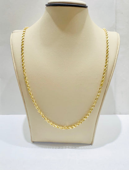 10K GOLD SOLID ROPE NECKLACE 24”, WEIGHT: 17.3gm, WIDTH: 2.8mm