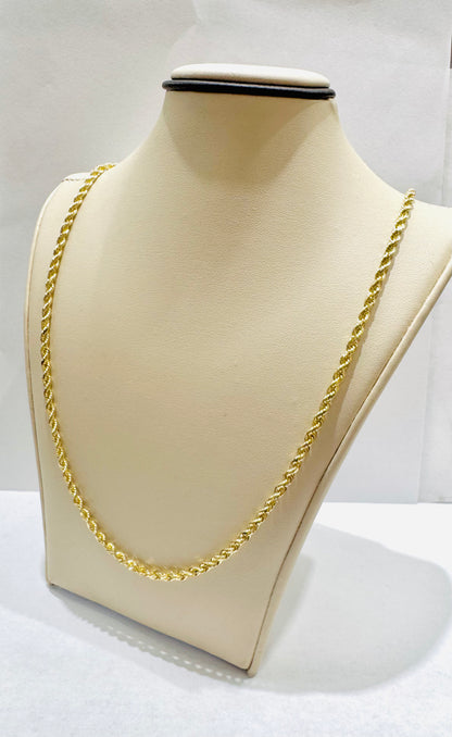 10K GOLD SOLID ROPE NECKLACE 24”, WEIGHT: 17.3gm, WIDTH: 2.8mm