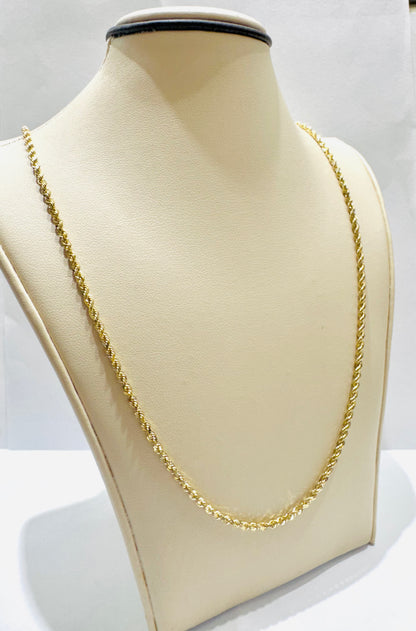 10K GOLD SOLID ROPE NECKLACE 18”, WEIGHT: 7.7gm, WIDTH: 2mm
