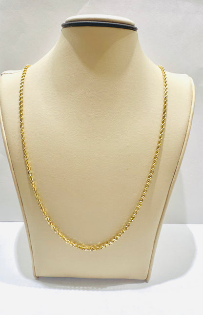 10K GOLD SOLID ROPE NECKLACE 22”, WEIGHT: 10gm, WIDTH: 2mm