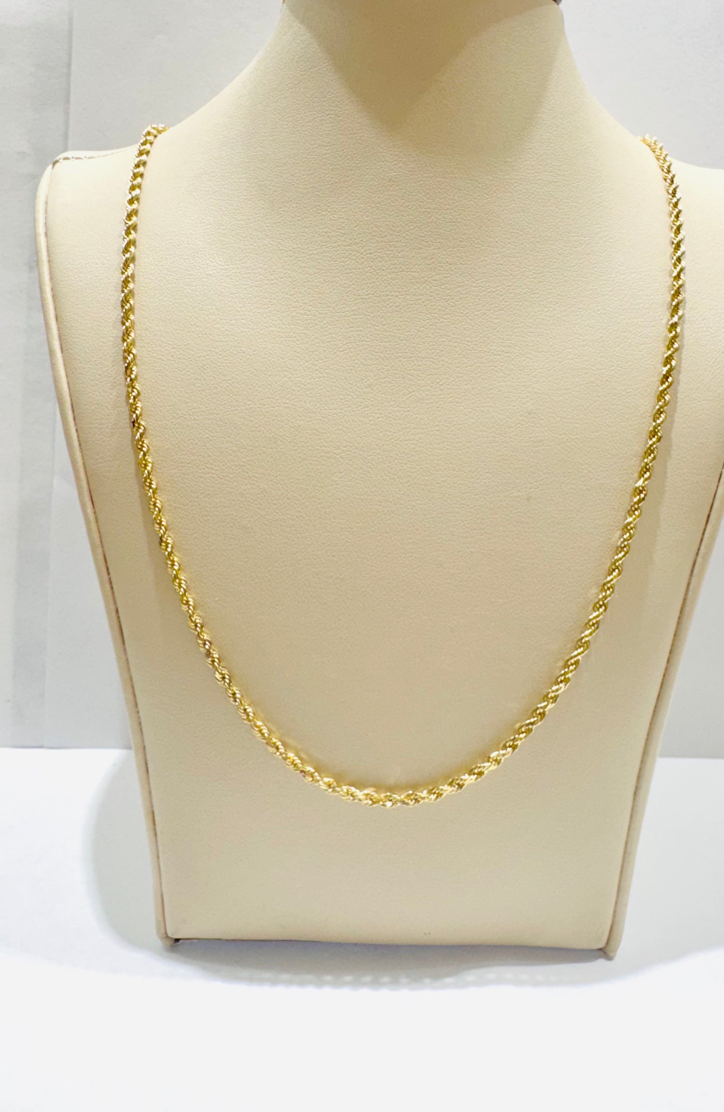 10K GOLD SOLID ROPE NECKLACE 20”, WEIGHT: 8.5gm, WIDTH: 1.9mm