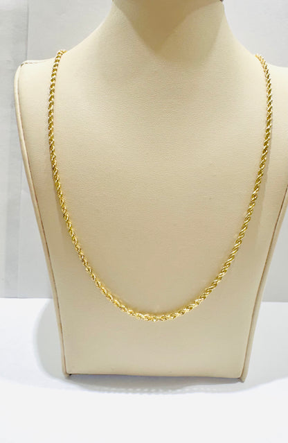 10K GOLD SOLID ROPE NECKLACE 20”, WEIGHT: 8.5gm, WIDTH: 1.9mm