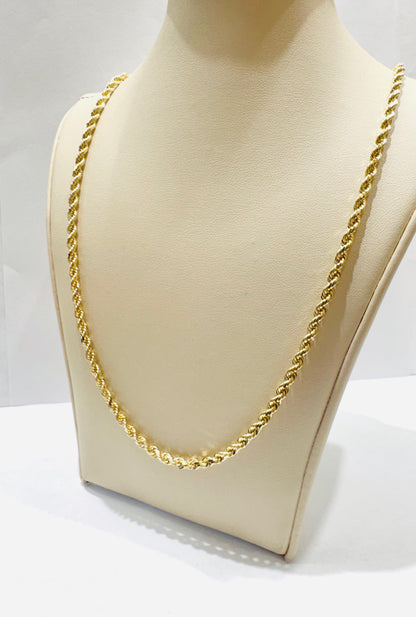 10K GOLD SOLID ROPE NECKLACE 20”, WEIGHT: 18.6gm, WIDTH: 3mm