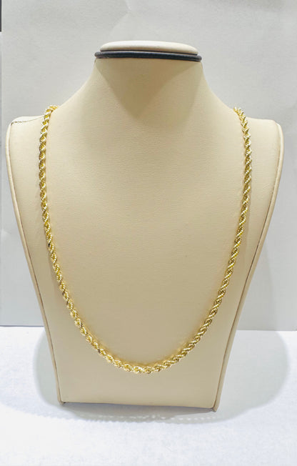 10K GOLD SOLID ROPE NECKLACE 20”, WEIGHT: 18.6gm, WIDTH: 3mm