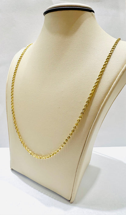 10K GOLD SOLID ROPE NECKLACE 24”, WEIGHT: 10.3gm, WIDTH: 1.8mm