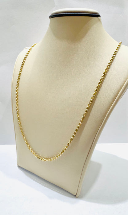 10K GOLD SOLID ROPE NECKLACE 22”, WEIGHT: 10gm, WIDTH: 2mm
