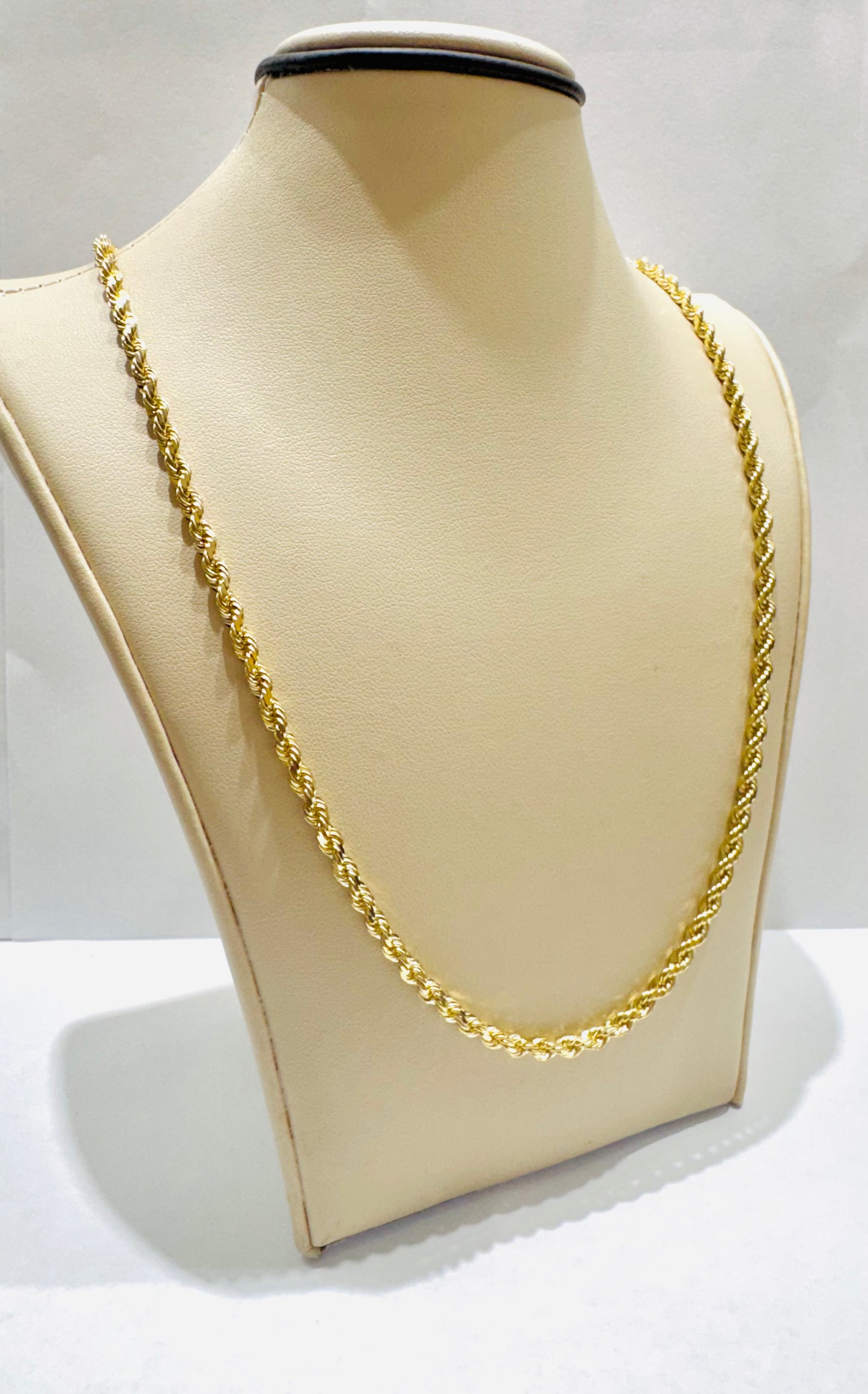 10K GOLD SOLID ROPE NECKLACE 20”, WEIGHT: 18.6gm, WIDTH: 3mm