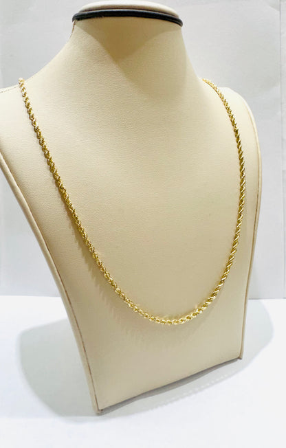 10K GOLD SOLID ROPE NECKLACE 20”, WEIGHT: 8.5gm, WIDTH: 2mm