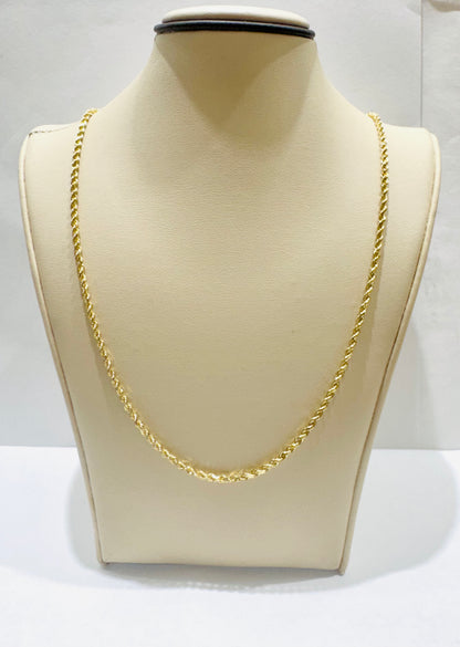 10K GOLD SOLID ROPE NECKLACE 20”, WEIGHT: 8.5gm, WIDTH: 2mm