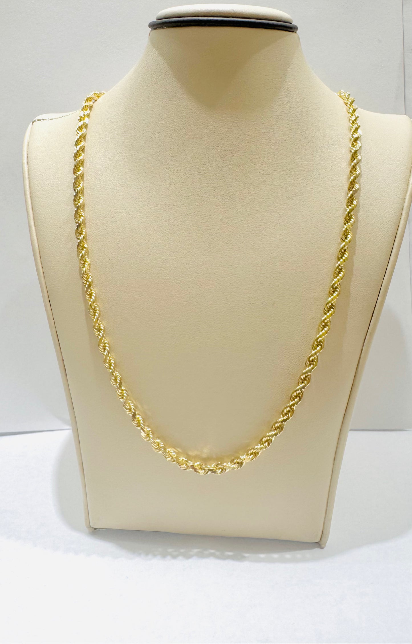 10K GOLD SOLID ROPE NECKLACE 20”, WEIGHT: 22.8gm, WIDTH: 3.4mm