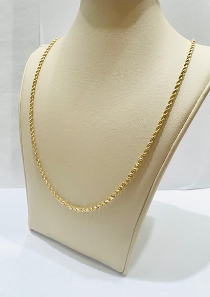 10K GOLD SOLID ROPE NECKLACE 20”, WEIGHT: 8.5gm, WIDTH: 2mm