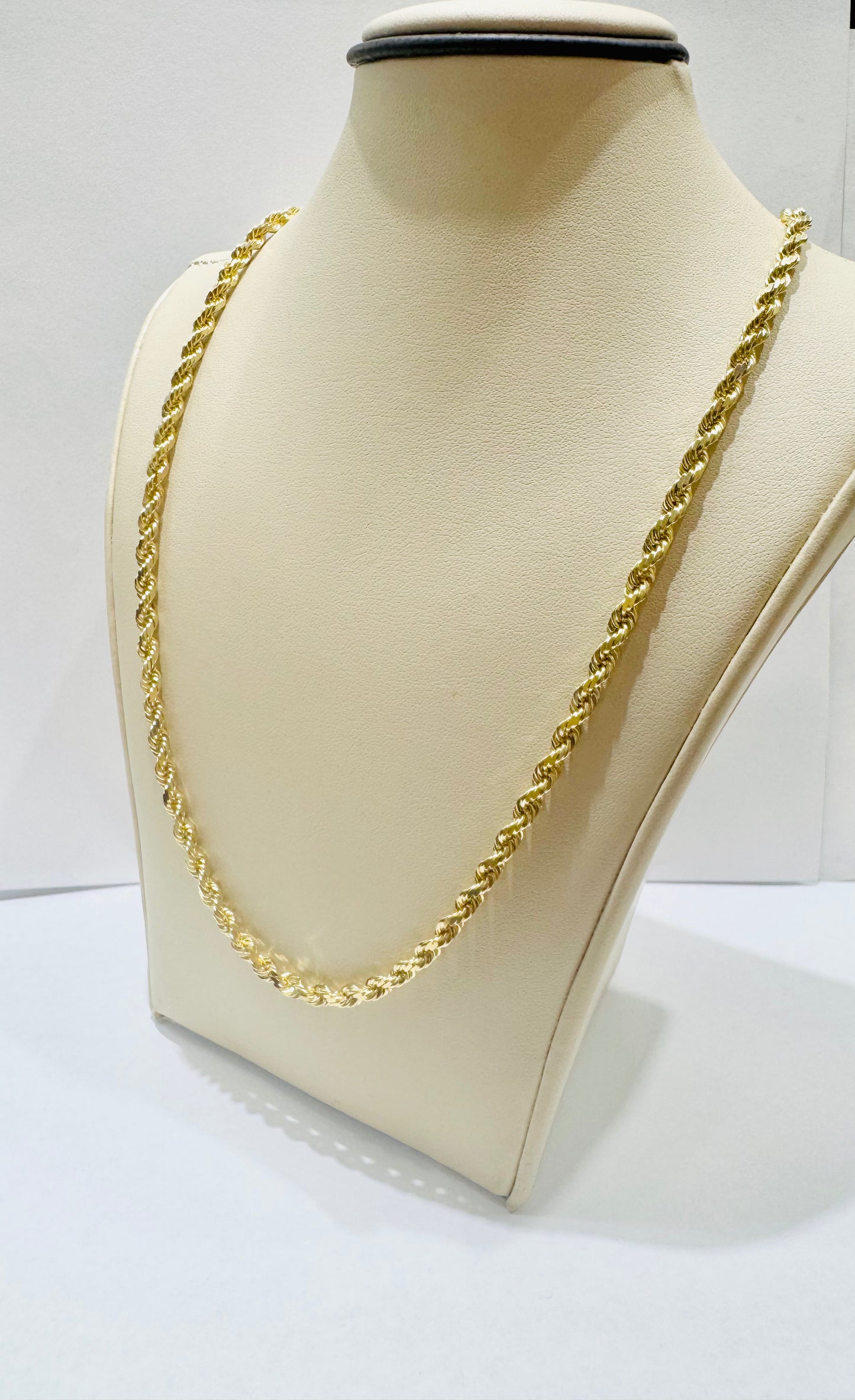 10K GOLD SOLID ROPE NECKLACE 20”, WEIGHT: 22.8gm, WIDTH: 3.4mm