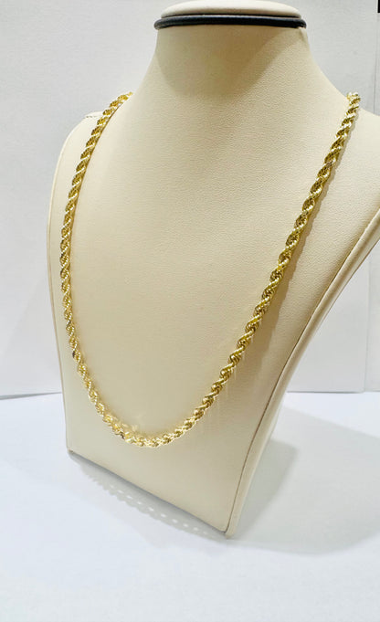 10K GOLD SOLID ROPE NECKLACE 20”, WEIGHT: 22.8gm, WIDTH: 3.4mm