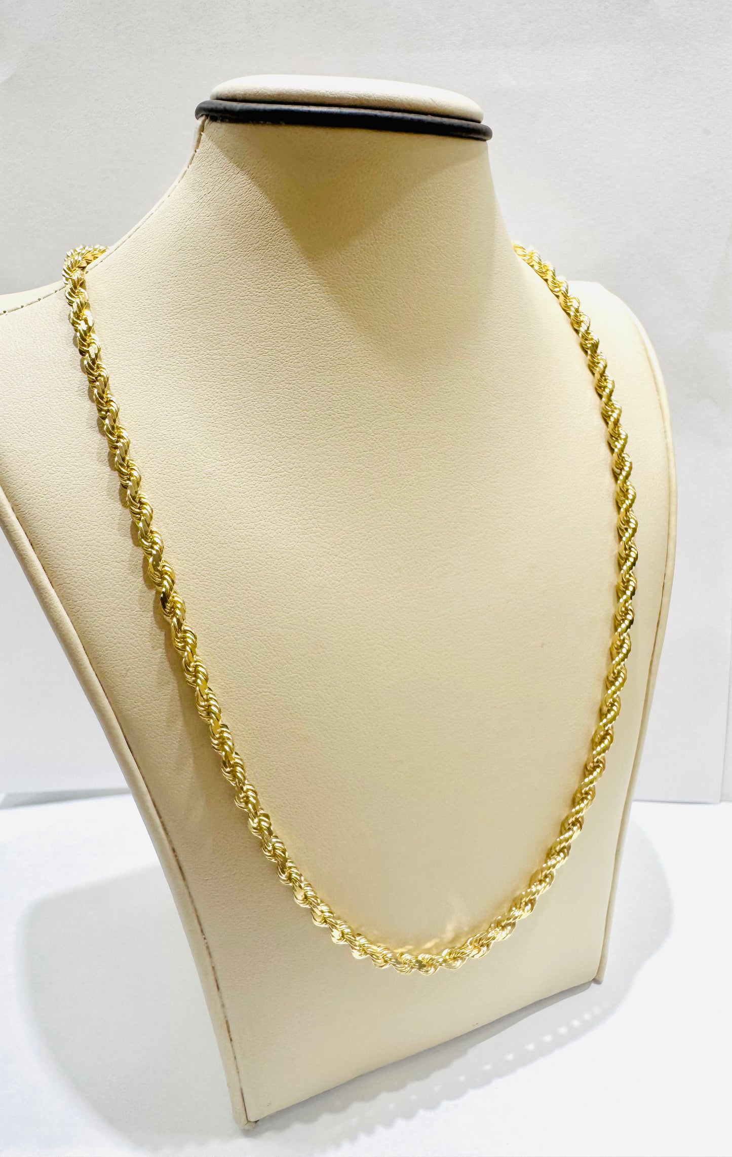 10K GOLD SOLID ROPE NECKLACE 20”, WEIGHT: 22.8gm, WIDTH: 3.4mm