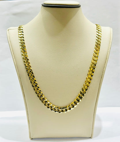 10K GOLD SOLID CUBAN LINK NECKLACE 22”, WEIGHT: 27.1gm, WIDTH: 7.6mm