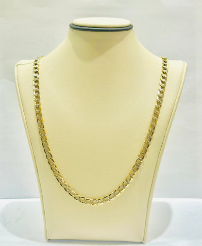 10K GOLD HOLLOW CUBAN LINK WITH DIAMOND CUT NECKLACE 22”, WEIGHT: 10.9gm, WIDTH: 5.1mm