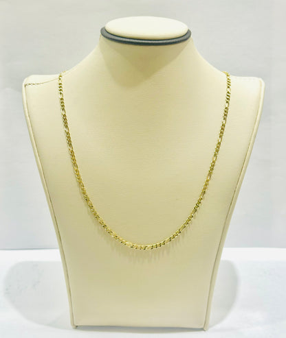 10K GOLD HOLLOW FIGARO LINK NECKLACE 18”, WEIGHT: 4.4gm, WIDTH: 2.4mm