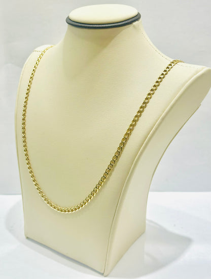 10K GOLD HOLLOW CUBAN LINK NECKLACE 22”, WEIGHT: 5.9gm, WIDTH:3.6mm