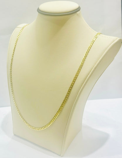 10K GOLD HOLLOW CUBAN NECKLACE 24”, WEIGHT: 5.5gm, WIDTH: 3.4mm