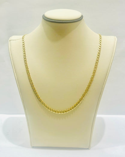 10K GOLD HOLLOW CUBAN LINK NECKLACE 20”, WEIGHT: 4.7gm, WIDTH: 3.4mm