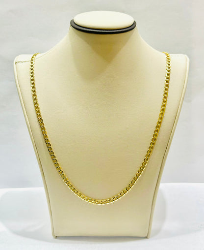 10K GOLD HOLLOW CUBAN LINK NECKLACE 22”, WEIGHT: 5gm, WIDTH: 3.7mm
