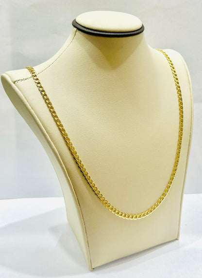 10K GOLD HOLLOW CUBAN LINK NECKLACE 22”, WEIGHT: 5gm, WIDTH: 3.7mm
