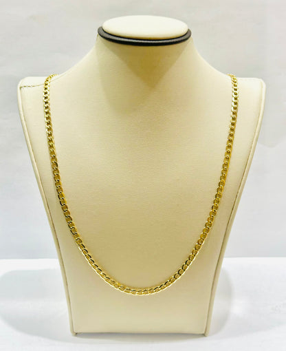 10K GOLD HOLLOW CUBAN LINK NECKLACE 24”, WEIGHT: 5.7gm, WIDTH: 3.8mm