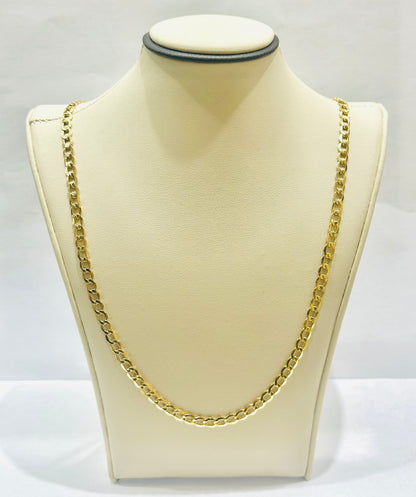 10K GOLD SEMI SOLID CUBAN LINK NECKLACE 24”, WEIGHT: 7.2gm, WIDTH: 4.5mm