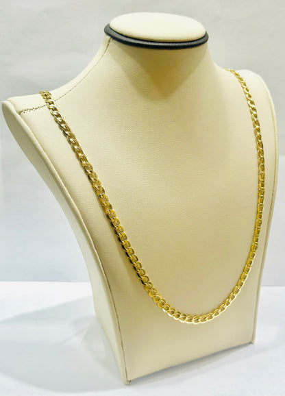 10K GOLD SEMI SOLID CUBAN LINK NECKLACE 24”, WEIGHT: 7.2gm, WIDTH: 4.5mm