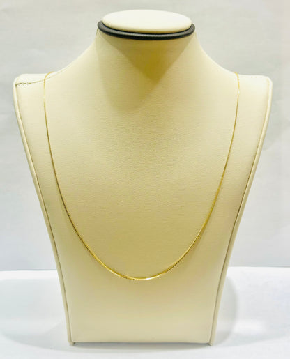 10K GOLD HOLLOW BOX LINK NECKLACE 20”, WEIGHT: 1.2gm, WIDTH: 0.5mm