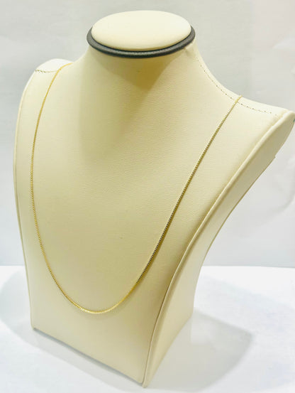 10K GOLD HOLLOW BOX LINK NECKLACE 20”, WEIGHT: 2.3gm, WIDTH: 0.9mm