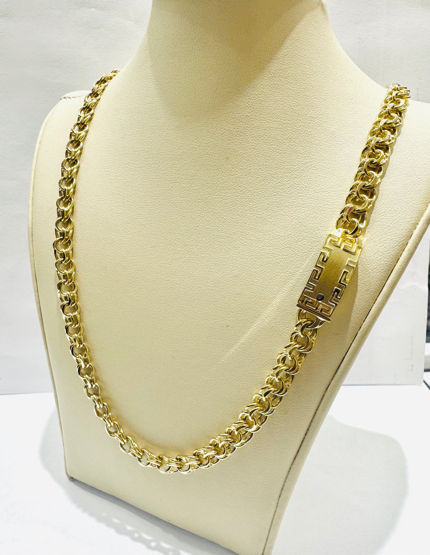 10K GOLD HOLLOW CHINO LINK NECKLACE 26”, WEIGHT: 31.3gm, WIDTH: 7.3mm