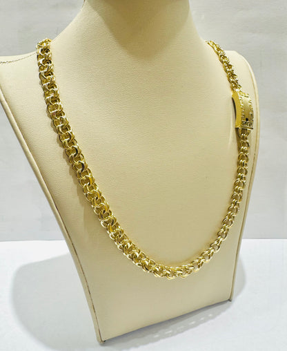 10K GOLD HOLLOW CHINO LINK NECKLACE 26”, WEIGHT: 31.3gm, WIDTH: 7.3mm