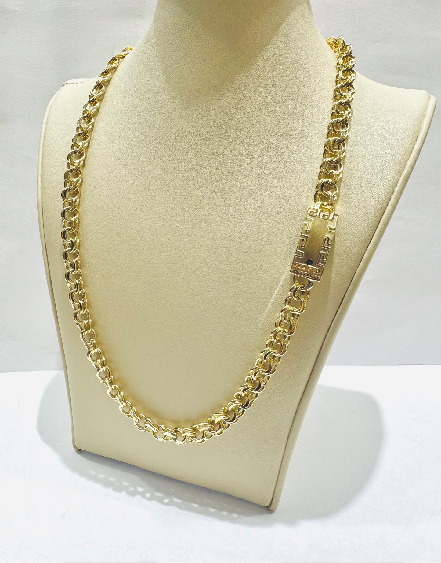 10K GOLD HOLLOW CHINO LINK NECKLACE 22”, WEIGHT: 20.8gm, WIDTH: 6.6mm￼