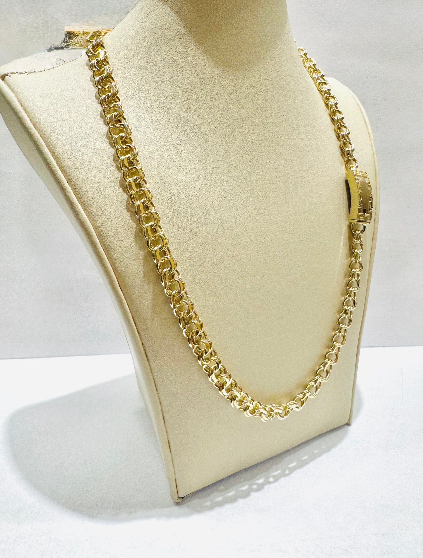 10K GOLD HOLLOW CHINO LINK NECKLACE 22”, WEIGHT: 20.8gm, WIDTH: 6.6mm￼