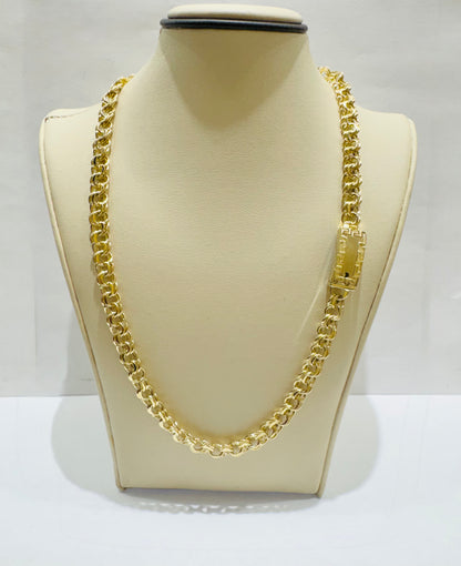 10K GOLD HOLLOW CHINO LINK NECKLACE 22”, WEIGHT: 20.8gm, WIDTH: 6.6mm￼