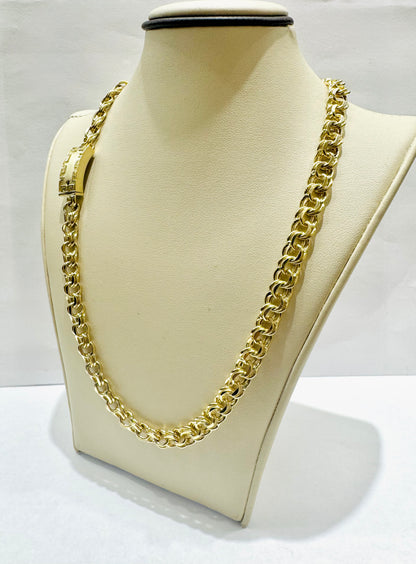 10K GOLD HOLLOW CHINO LINK NECKLACE 24”, WEIGHT: 28.6gm, WIDTH: 7.6mm