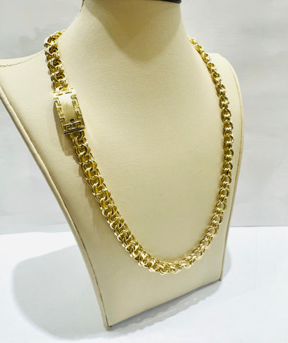 10K GOLD HOLLOW CHINO LINK NECKLACE 20”, WEIGHT: 25gm, WIDTH: 7.6mm