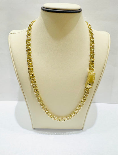 10K GOLD HOLLOW CHINO LINK NECKLACE 20”, WEIGHT: 20.4gm, WIDTH: 7.3mm