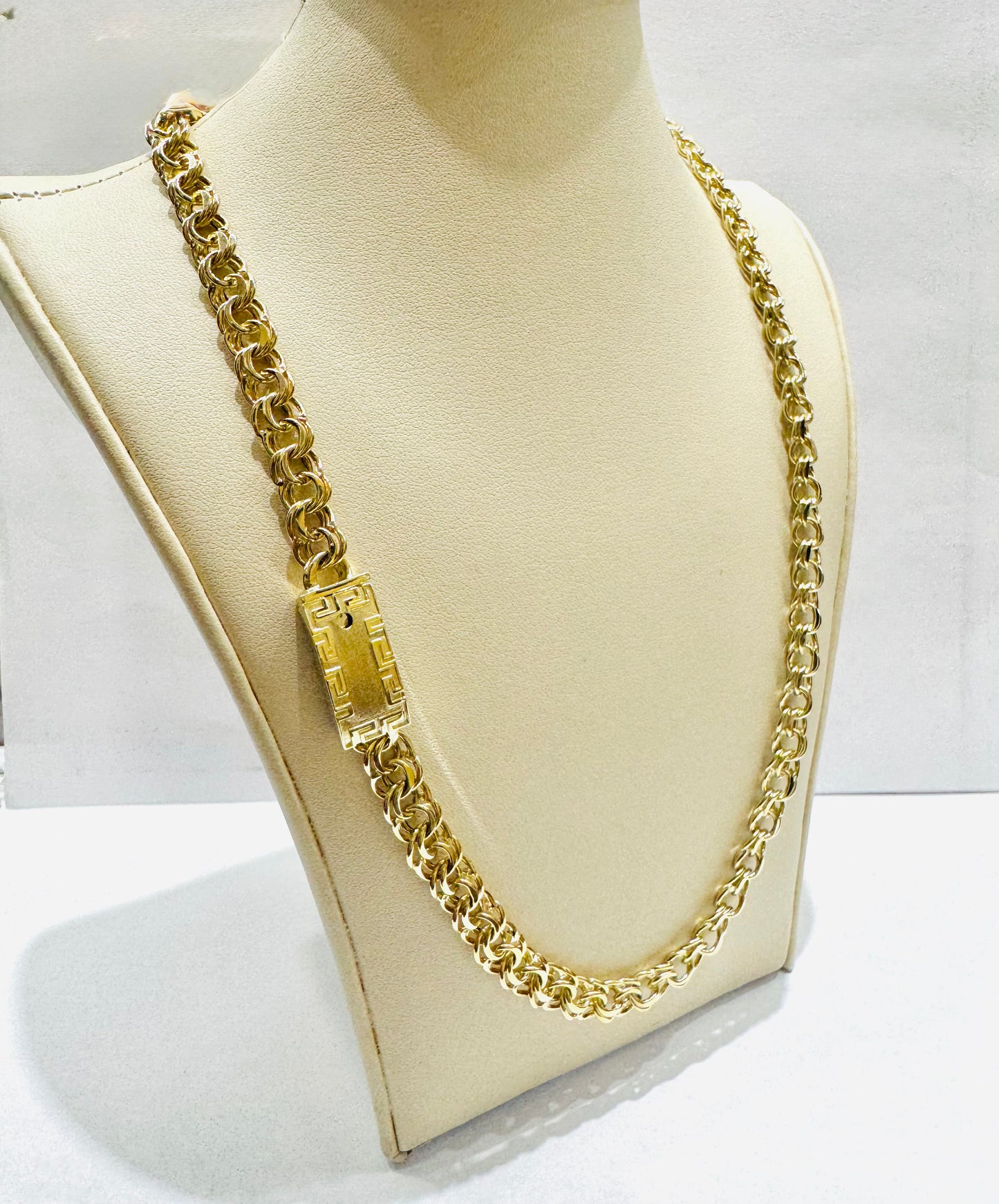 10K GOLD HOLLOW CHINO LINK NECKLACE 24”, WEIGHT: 21.9gm, WIDTH: 6.9mm