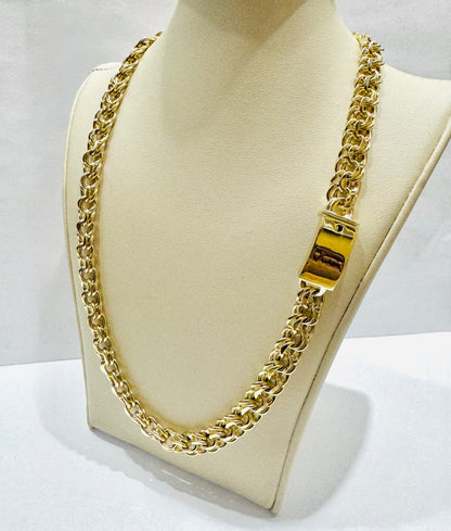 10K GOLD HOLLOW CHINO LINK NECKLACE 20”, WEIGHT: 32.7gm, WIDTH: 8.9mm