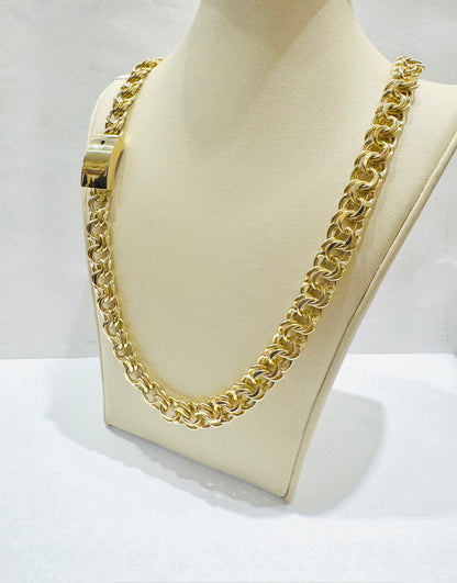 10K GOLD HOLLOW CHINO LINK NECKLACE 22”, WEIGHT: 45.8gm, WIDTH: 9.7mm