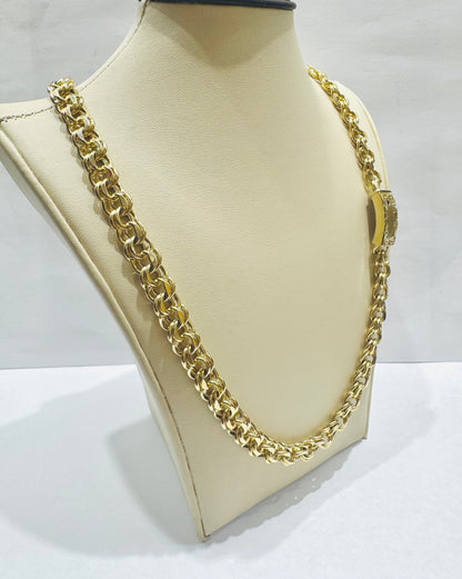 10K GOLD HOLLOW CHINO LINK NECKLACE 26”, WEIGHT: 40.4gm, WIDTH: 8.6mm