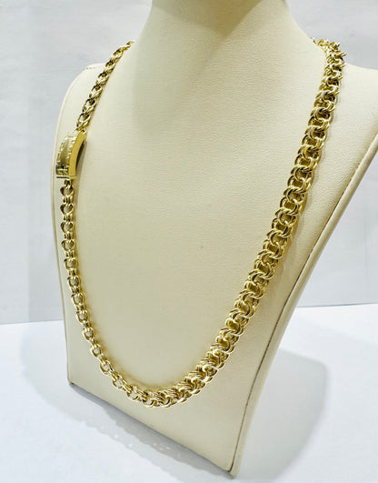 10K GOLD HOLLOW CHINO LINK NECKLACE 22”, WEIGHT: 21.2gm, WIDTH: 6.9mm